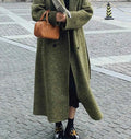 Cappotto monopetto in lana verde con rever