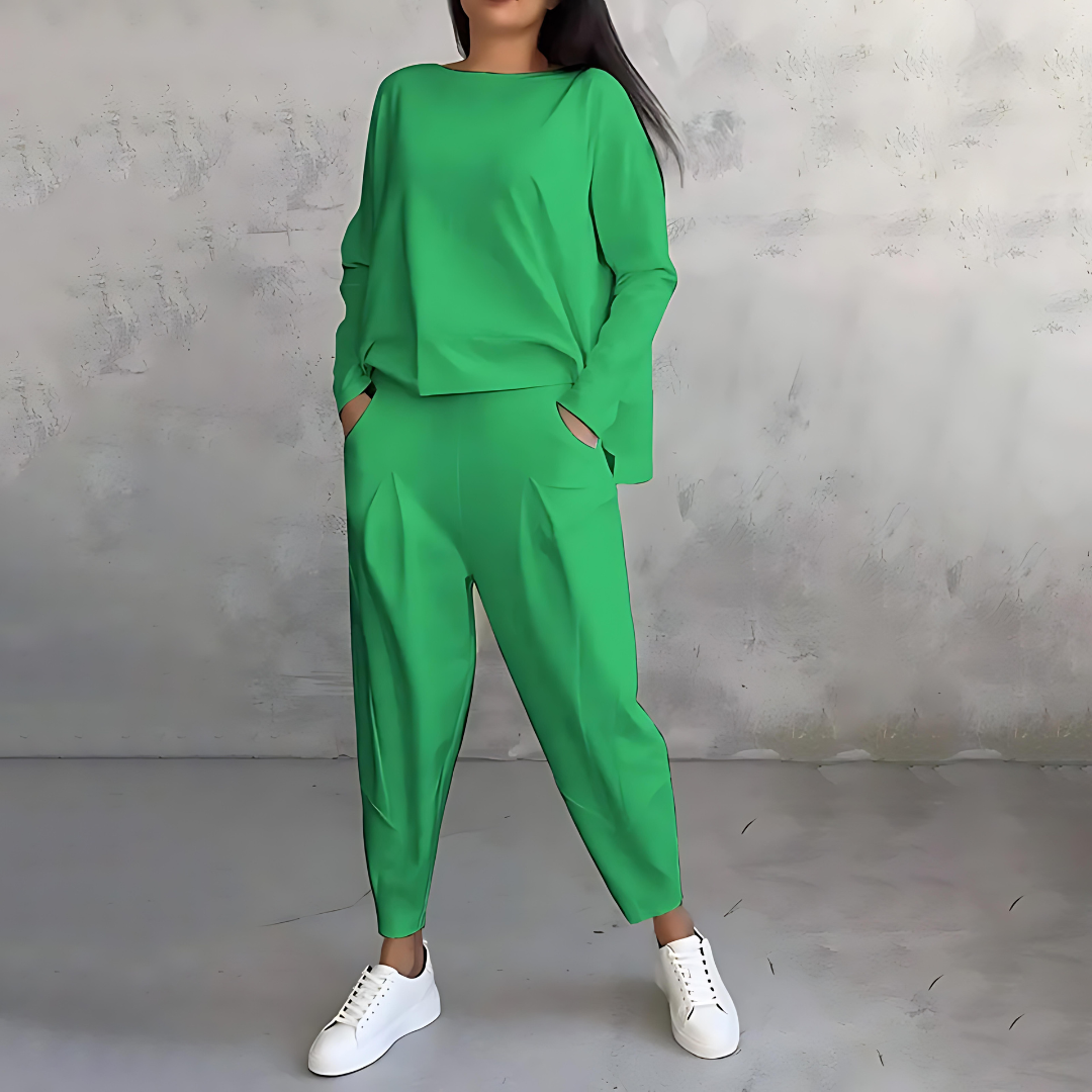 Maya Damen Freizeit-Set: Bequemes lockeres Top und Hose für jeden Tag