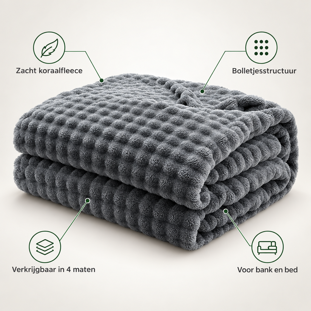 Strukturierte Korallenfleece-Kuscheldecke für Sofa und Bett