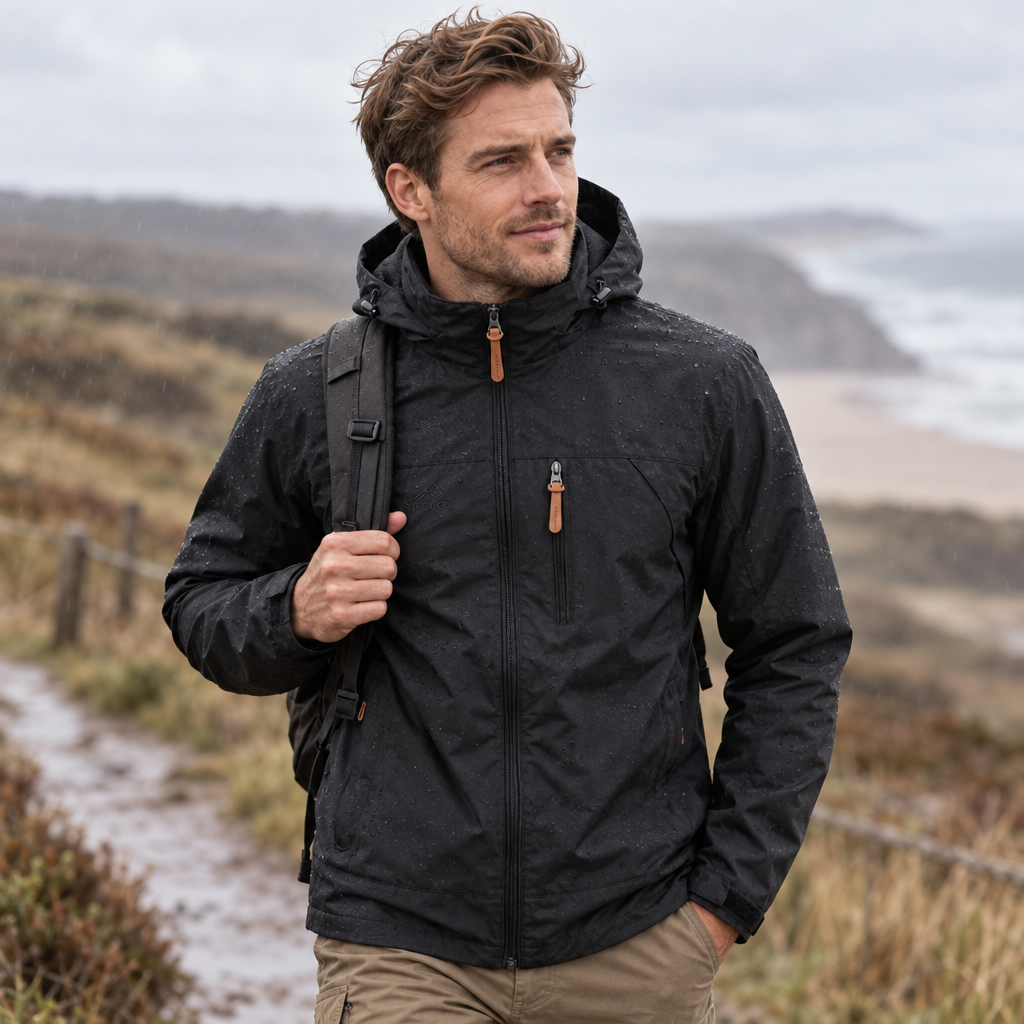 Herren Wasserdichte Winddichte Wanderjacke - Mehrere Reißverschlusstaschen