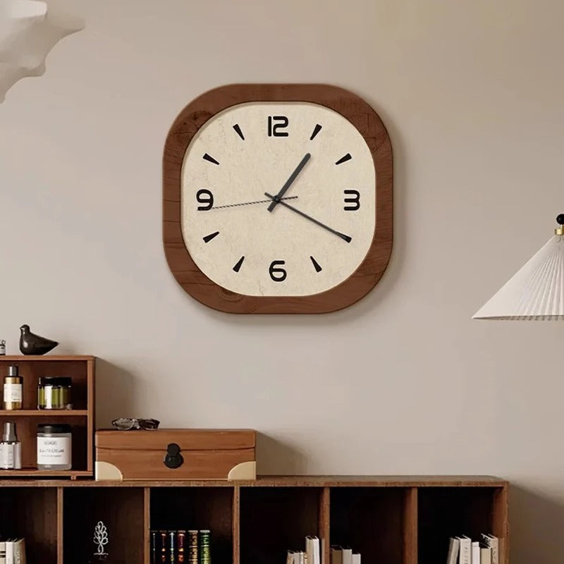 Quadratische Holz-Wanduhr – Vintage-Design, Bestseller