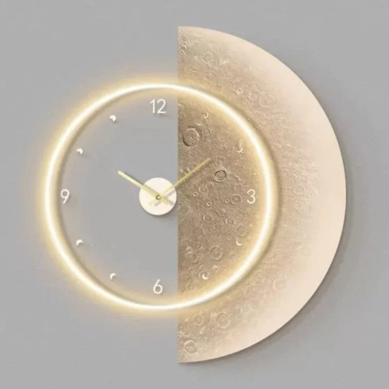 Mond-Wanduhr – Sanftes LED-Licht mit Himmlischem Design
