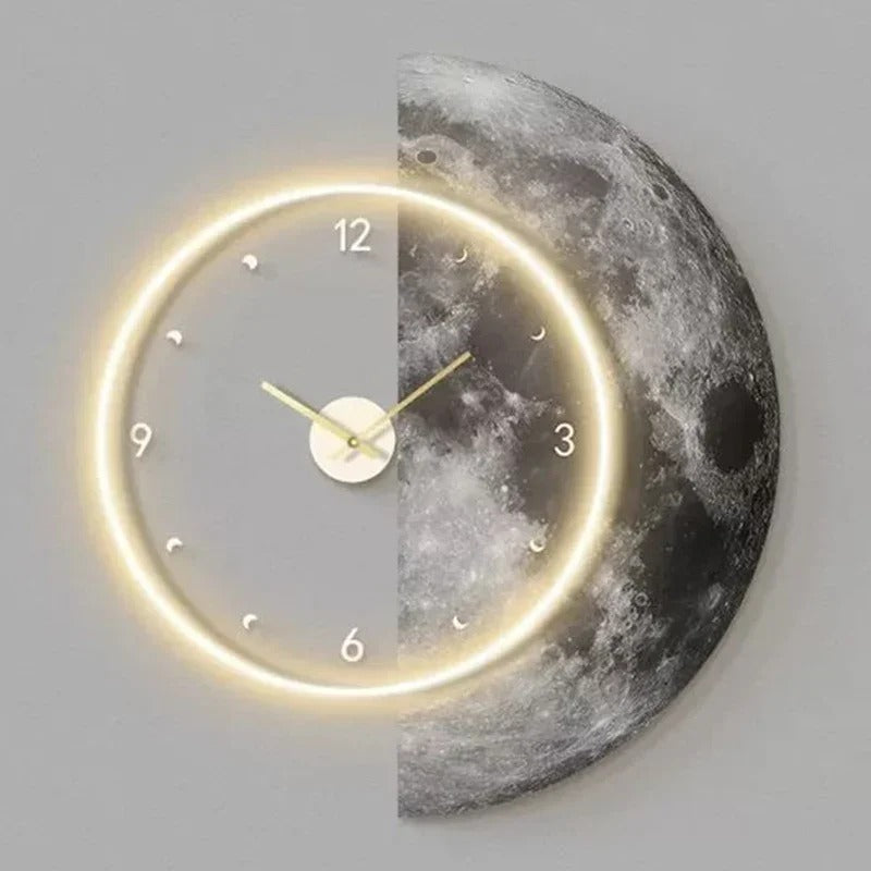 Mond-Wanduhr – Sanftes LED-Licht mit Himmlischem Design