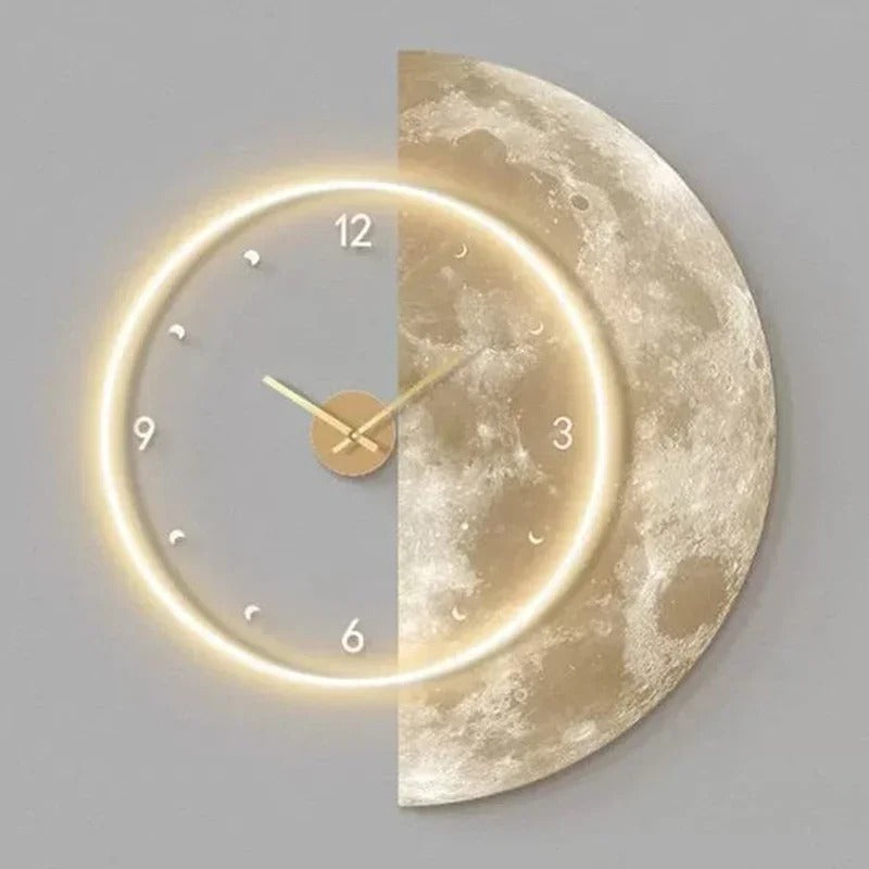 Mond-Wanduhr – Sanftes LED-Licht mit Himmlischem Design