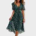 Lässiges V-Ausschnitt-Kleid Damen
