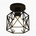 Elegante lampada da soffitto a gabbia nera con design metallico e attacco E27 compatibile con LED