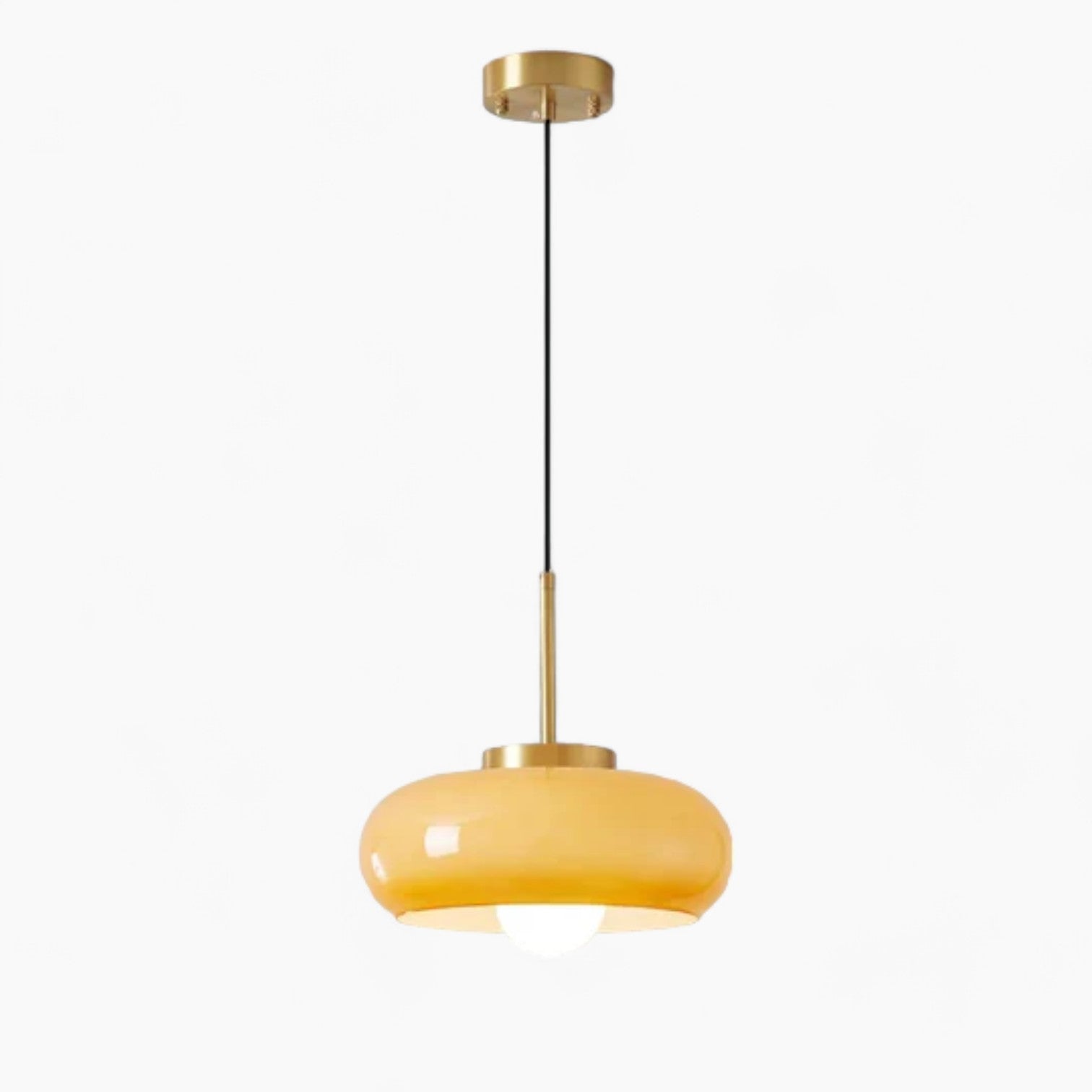 Elegante Glas- und Kupfersuspension mit E27-Glühbirne – Skandinavisches modernes Design