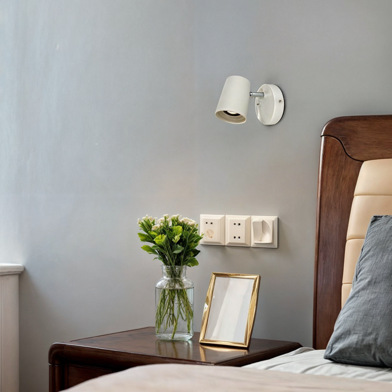 Moderne nordische Wandapplikationen mit eleganter LED-Beleuchtung in Schwarz, Weiß oder Nickel