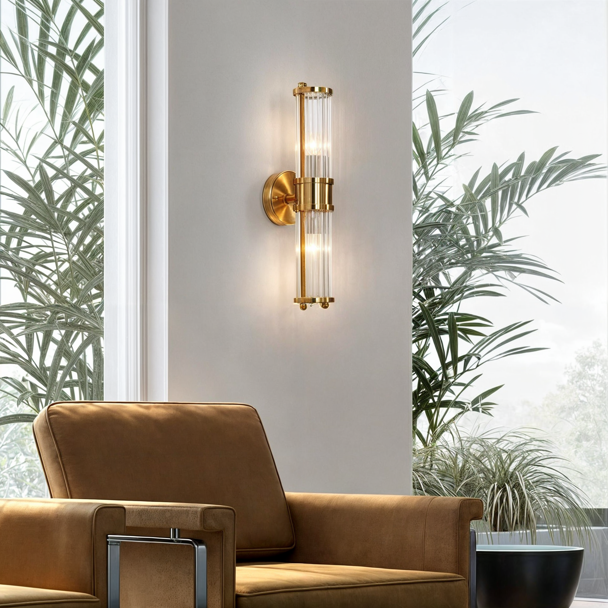 Luxusappliken für das Badezimmer in Gold mit Wandlichtern aus Kristall und Kupfer für eine anspruchsvolle Dekoration