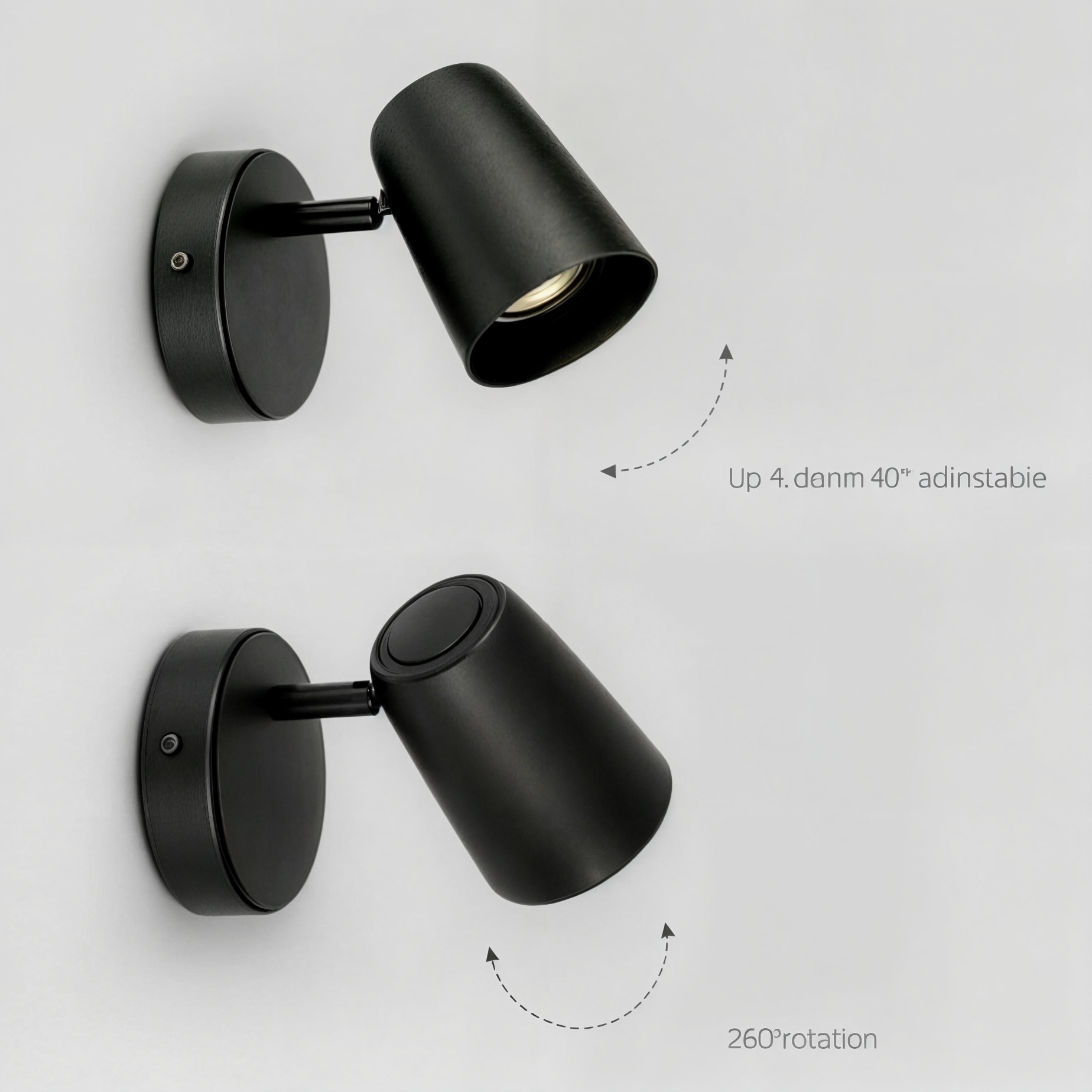 Moderne nordische Wandapplikationen mit eleganter LED-Beleuchtung in Schwarz, Weiß oder Nickel