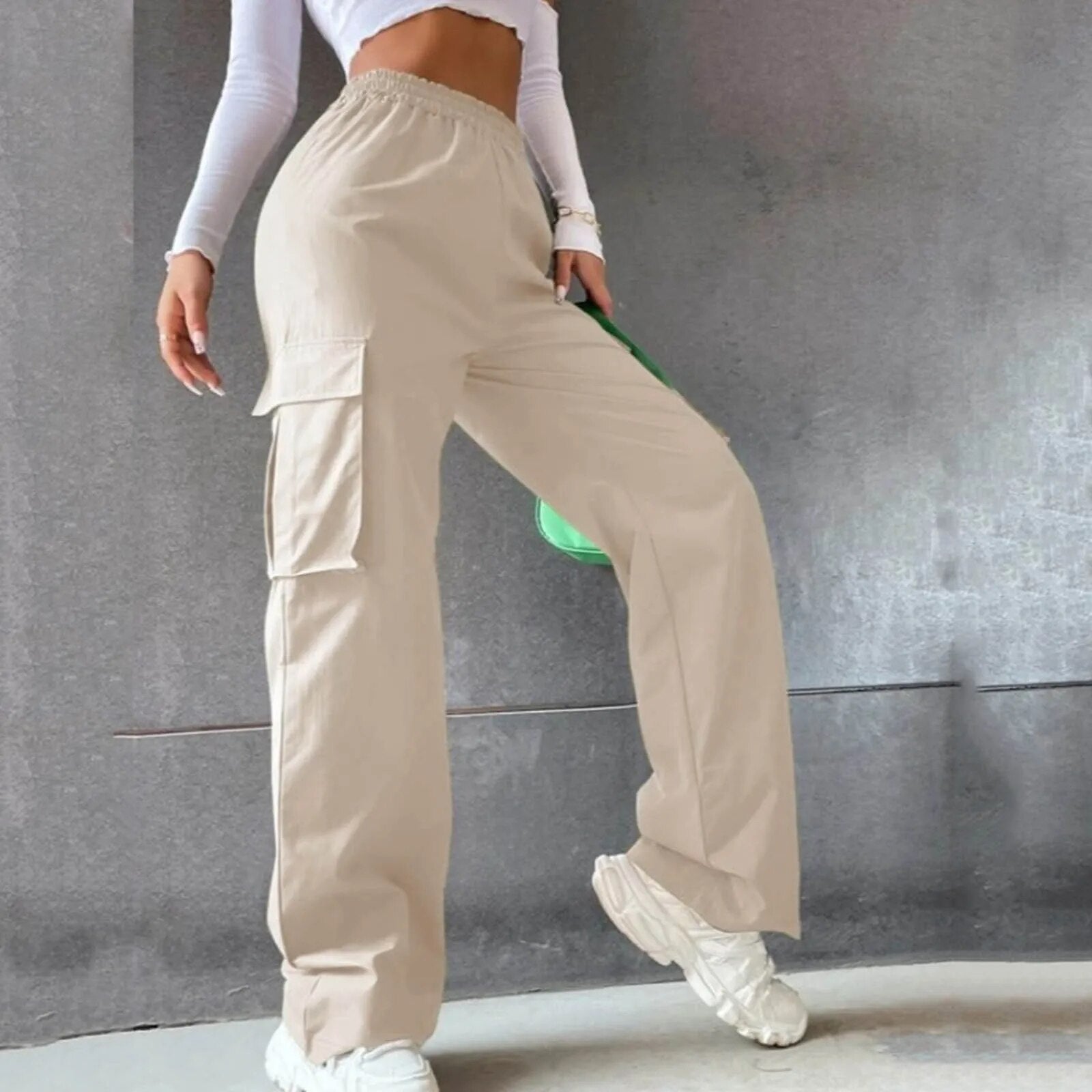 Janlie stilvolle Damen hohe Taille Cargo Hose für einen trendigen und bequemen Look