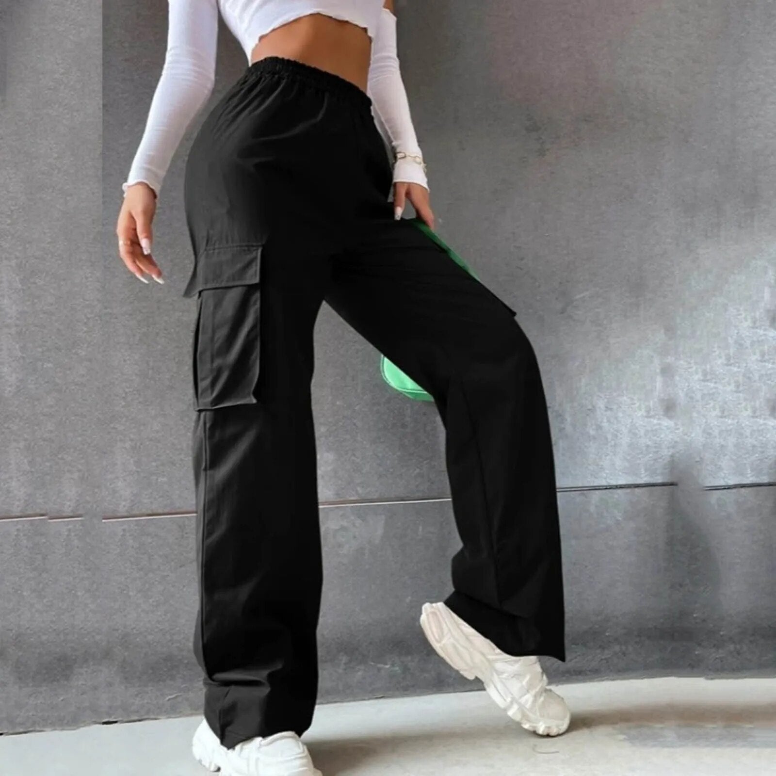 Janlie stilvolle Damen hohe Taille Cargo Hose für einen trendigen und bequemen Look