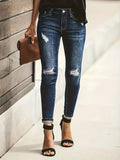 Jasmin blå bleget skinny jeans for et trendy og behageligt look