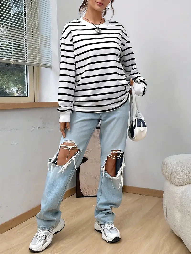 Jessalyn | Stylisches gestreiftes Sweatshirt für Damen