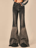 Jeans vintage eleganti a zampa d'elefante da donna
