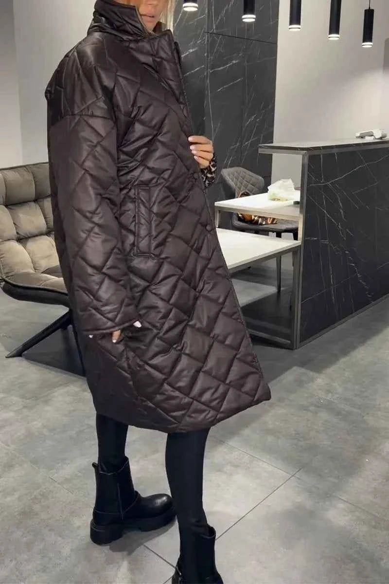 Kendall gequilteter Mantel in mittlerer Länge mit Leopard-Print-Futter
