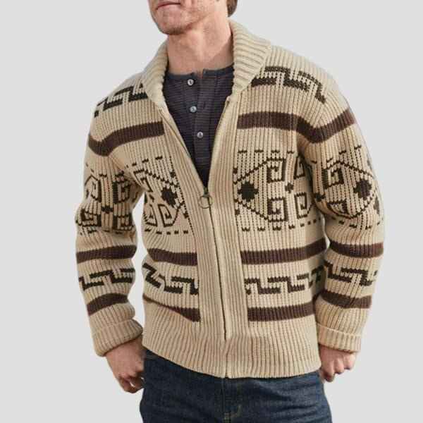 Maxwell Geometrischer Revers-Strickcardigan