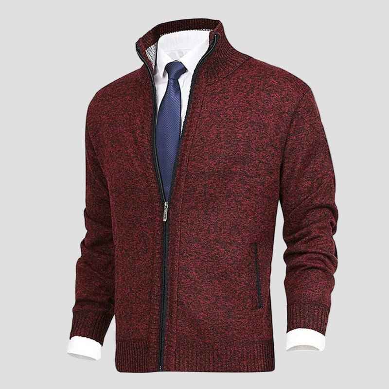Owen Einfarbiges Strickcardigan mit Stehkragen