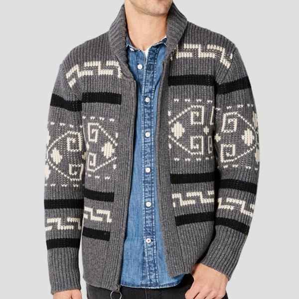 Maxwell Geometrischer Revers-Strickcardigan