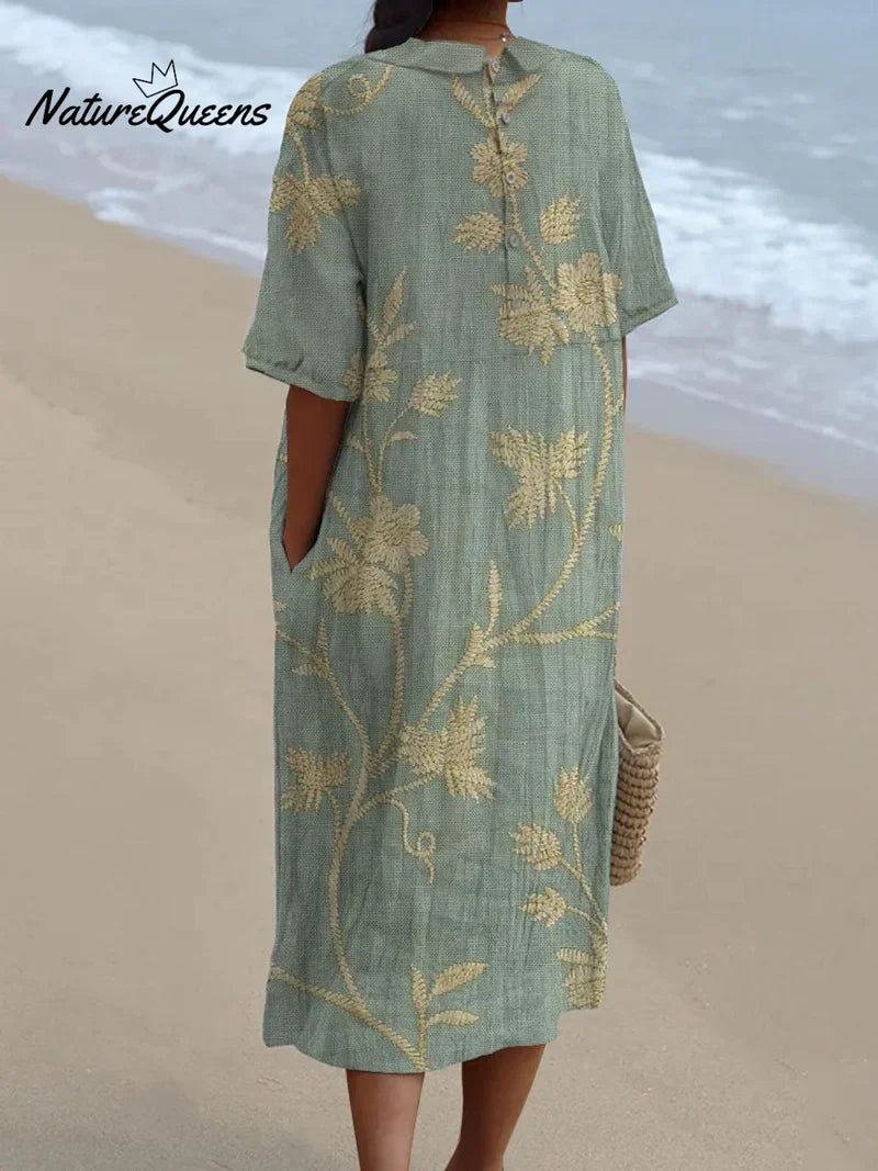 Anaëlle Elegantes Blumenmuster-Kleid mit stilvoller Claudine-Kragen