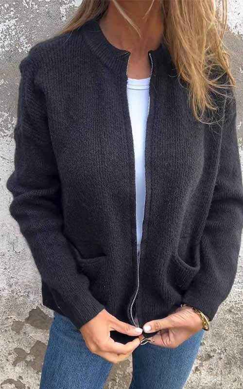 SARIA™ Kuscheliger Strickcardigan mit Reißverschluss