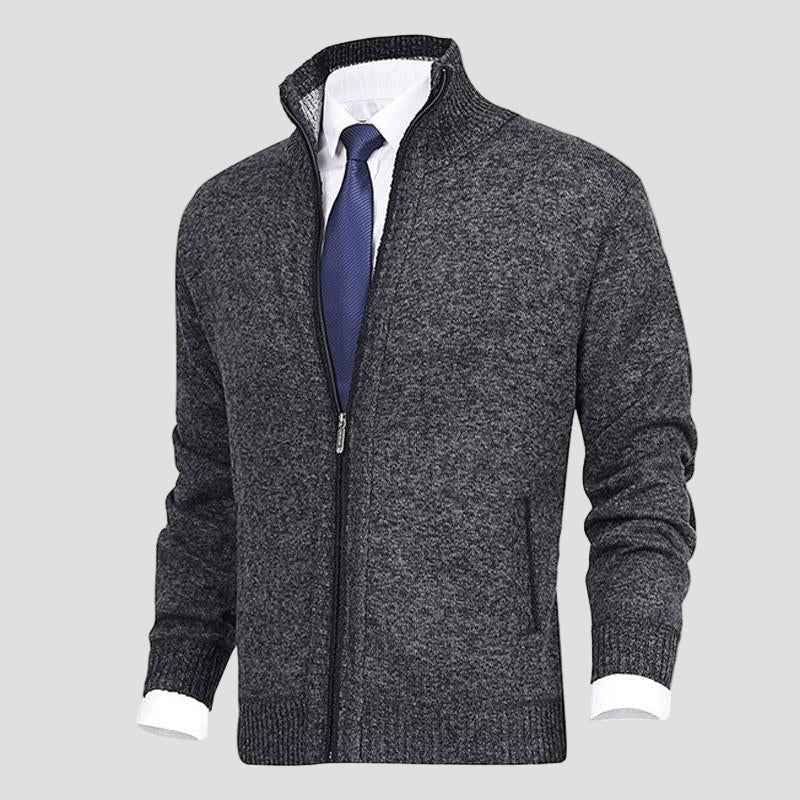 Owen Einfarbiges Strickcardigan mit Stehkragen