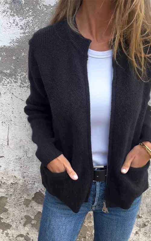 SARIA™ Kuscheliger Strickcardigan mit Reißverschluss