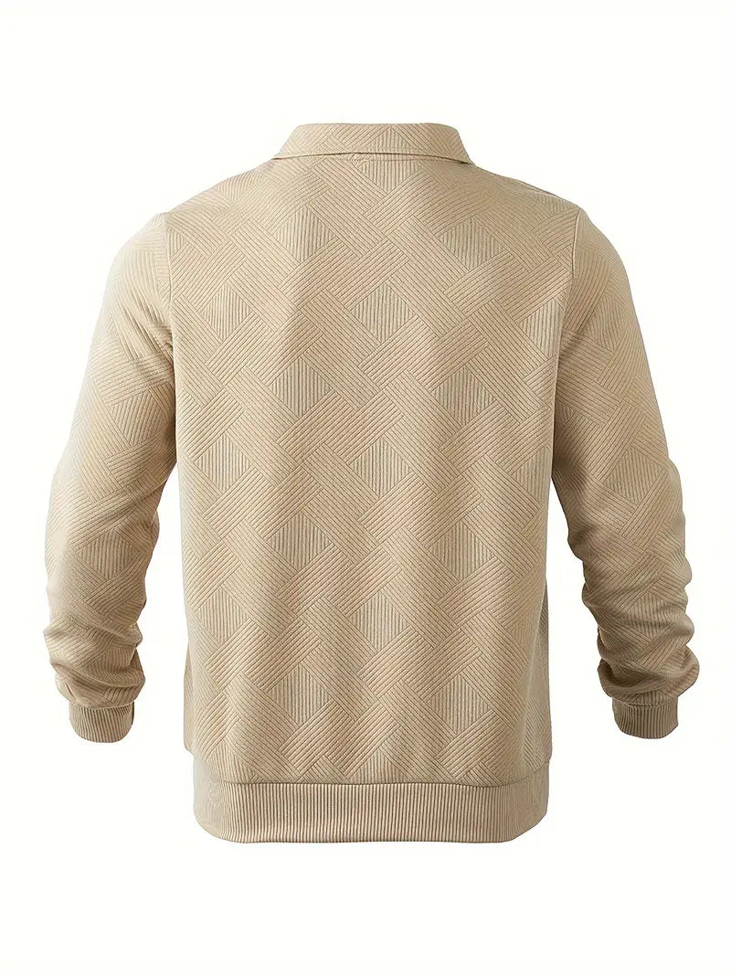 James – Eleganter Pullover mit Vintage-Geometrischen Mustern und Reißverschluss