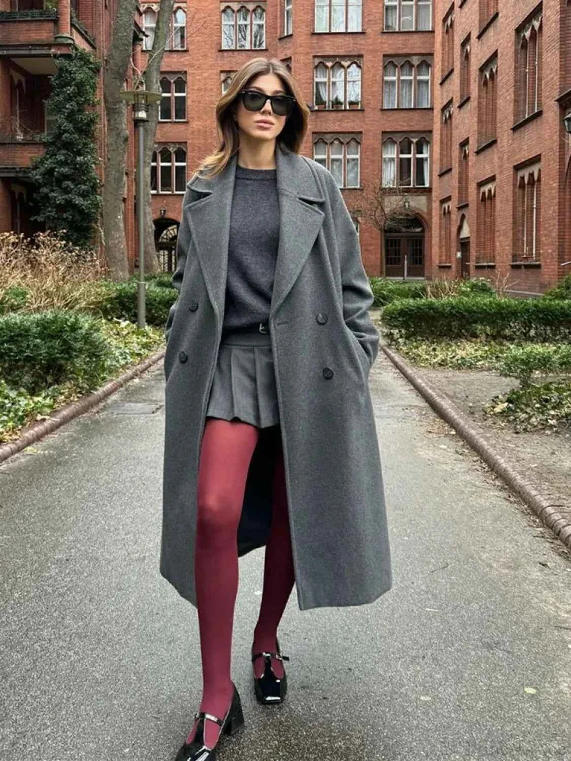 Eleganter Mao-Kragen Mantel mit Schnürung im Mao-Stil