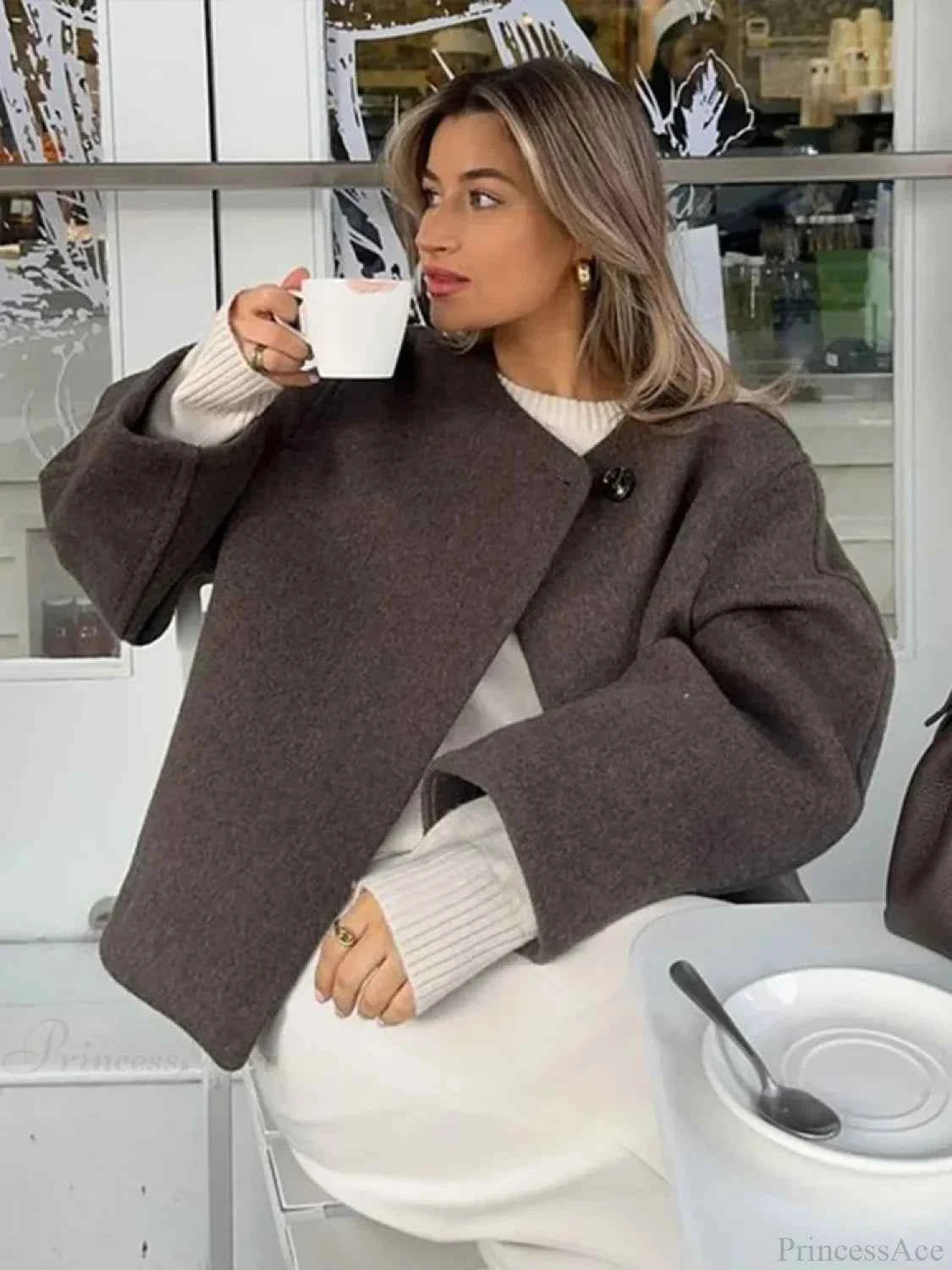 Legere Lammwoll-Langmantel mit Reverskragen und langen Ärmeln für Wärme und Stil