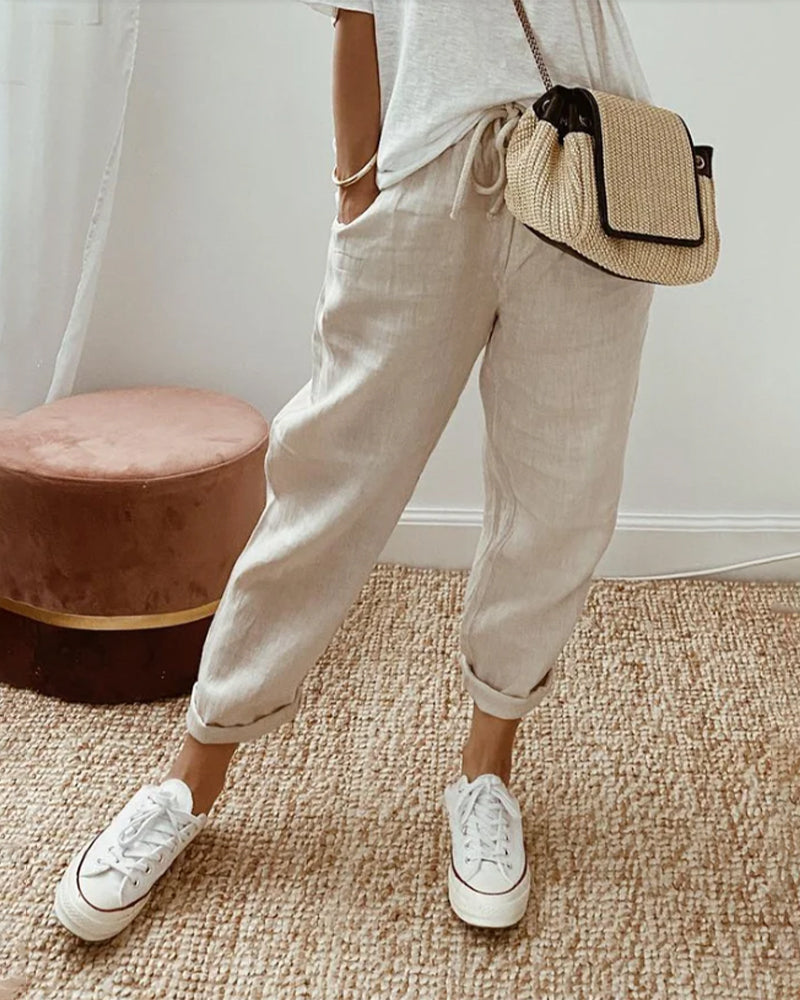 Laura | Elegante Baumwoll- und Leinenhose für einen entspannten und schicken Stil