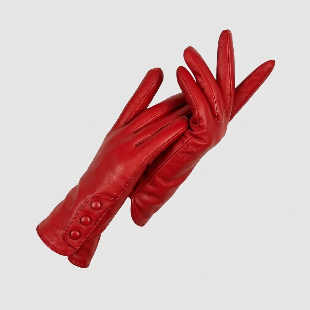 Damen Handschuhe in Lederoptik aus PU mit Knopfdetails