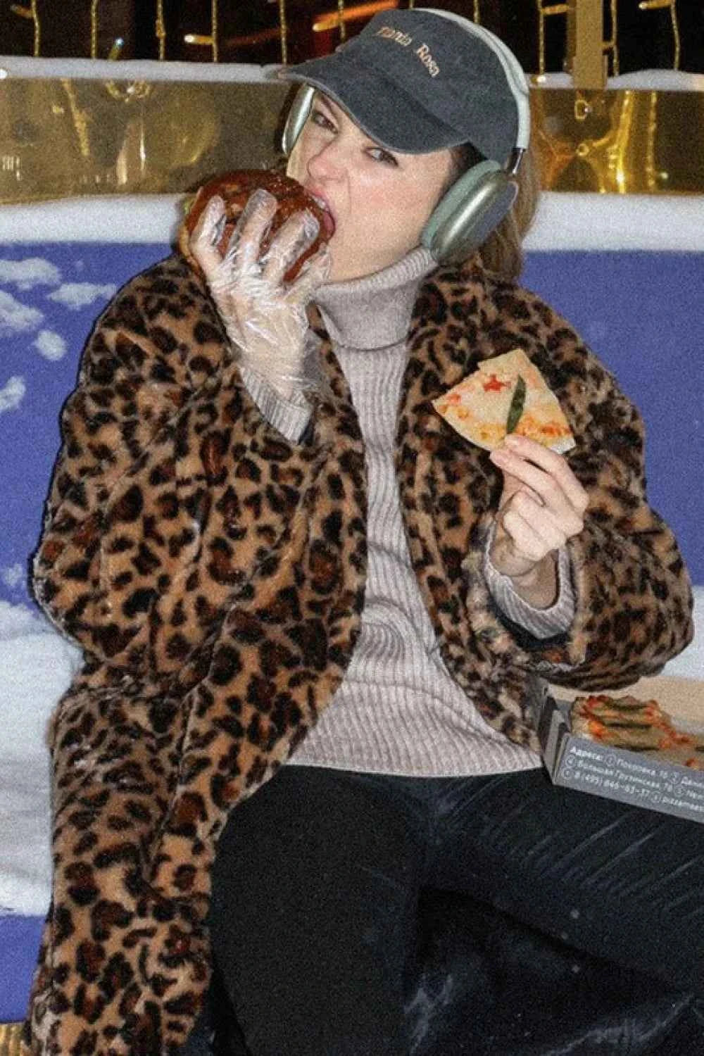 Vintage-Jacke mit Fauxfellbesatz und Leo-Muster für einen eleganten und trendigen Look