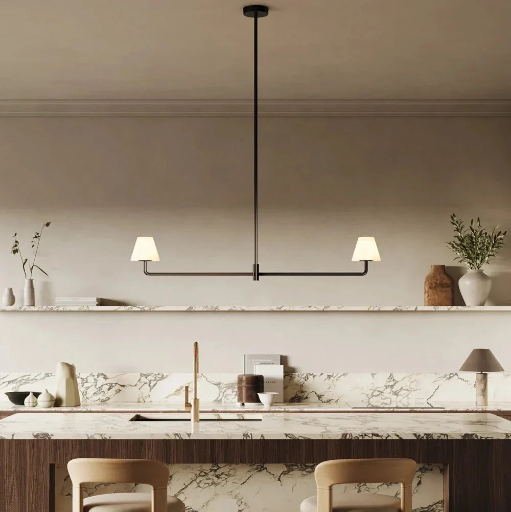 Alba Pendelleuchte aus Alabaster und Bronze