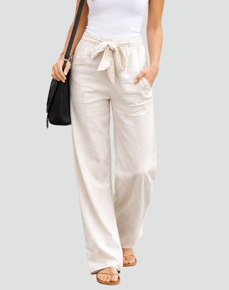Damen Leinenhose - Weites Bein, Kordelzug, Sommerlich leicht