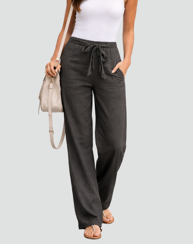 Damen Leinenhose - Weites Bein, Kordelzug, Sommerlich leicht