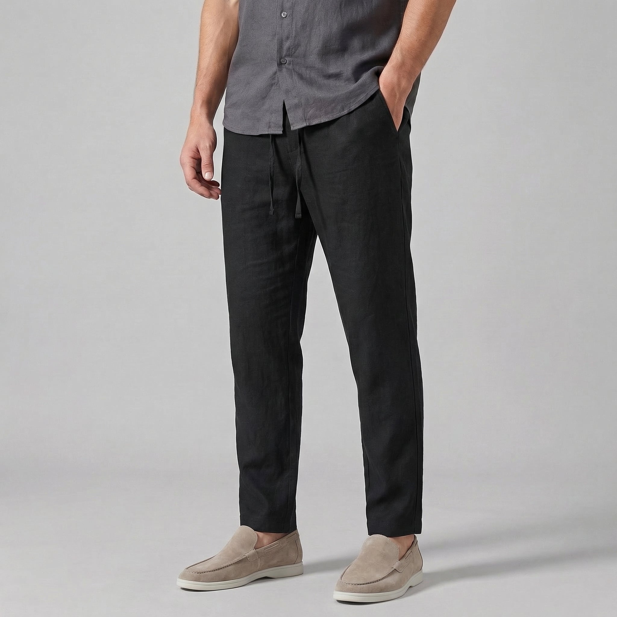 Herren Leinenhose - Weites Bein, legerer Sommer-Komfort