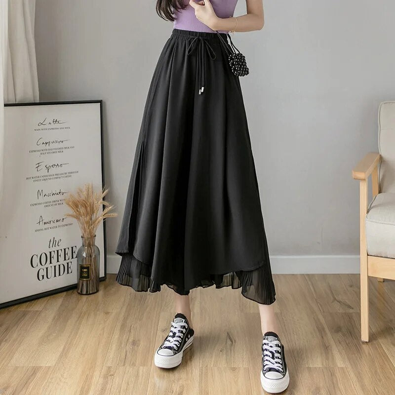 Lise | Eleganter hoch taillierter Chiffonrock mit edlen Falten für Damen