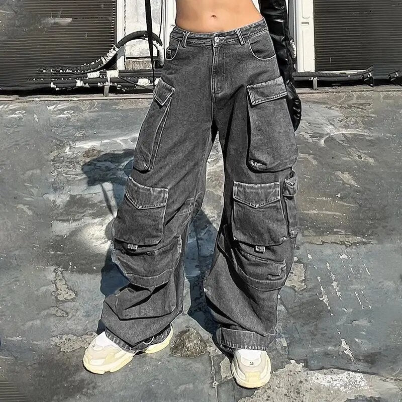 Liv | Trendige Weite Bein Jeans mit Stilvollen Destroyed-Details