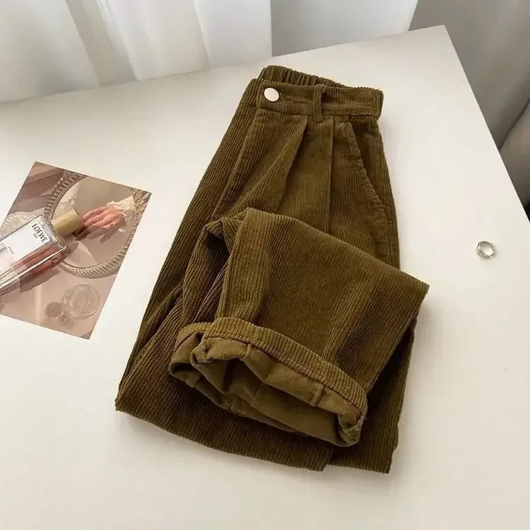 Loes | Stilvolle Retro-Glowcord-Hose mit hohem Bund für Damen