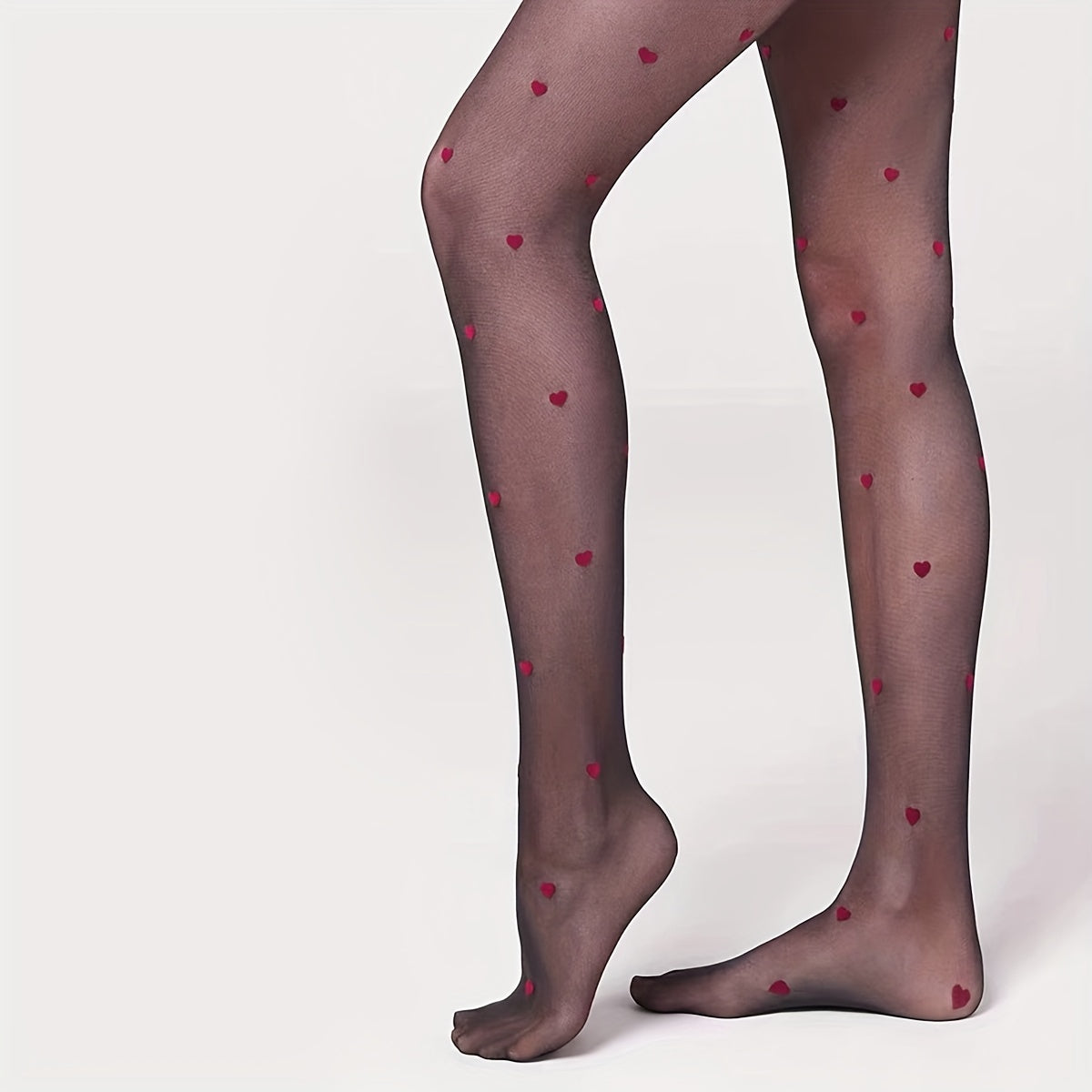 Lotte | Elegante durchsichtige Strumpfhose mit Liebesherz Muster und hohem Bund für einen verführerischen Look