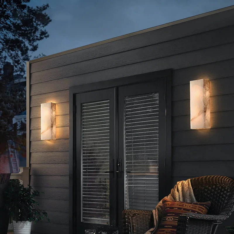 Evania - Moderne wasserdichte LED-Wandlampe für den Außenbereich mit Marmor-Design IP65