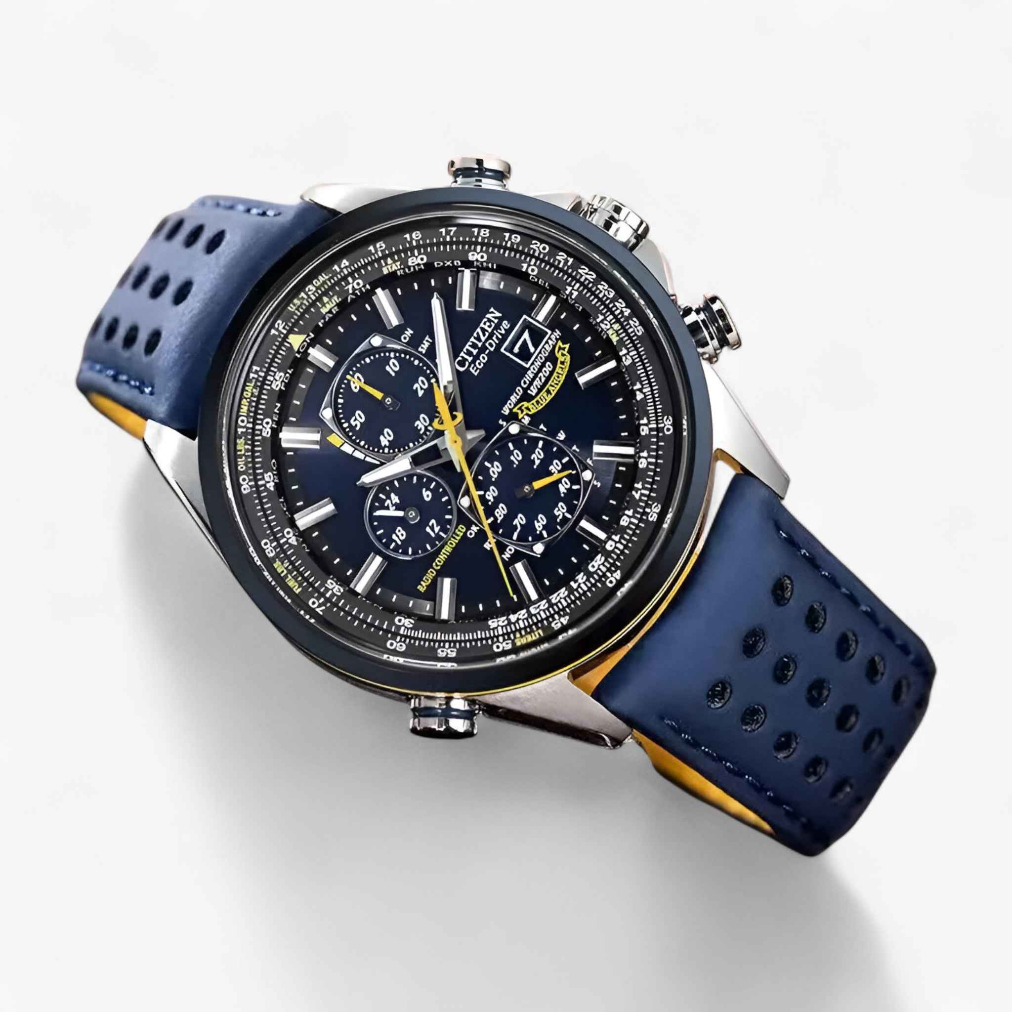 Uhr Cronografo Herr MultiSteel 42mm, Acciaio Argento, Quadrante Blau Elegant