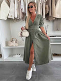 Kleid mit tiefem V-Ausschnitt und Schlitz Damen