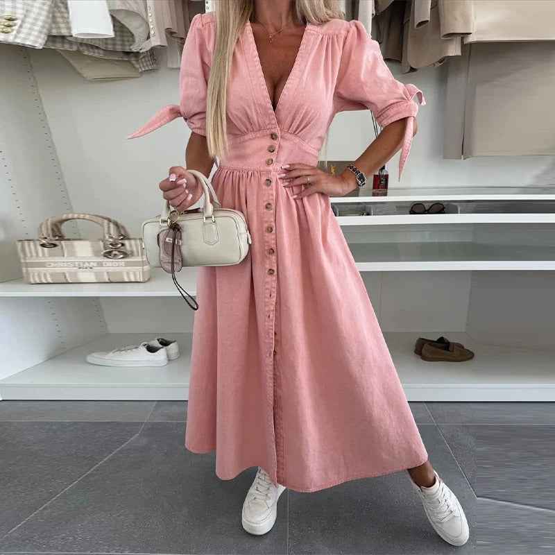 Clarina | Kleid mit tiefem V-Ausschnitt und Schlitz