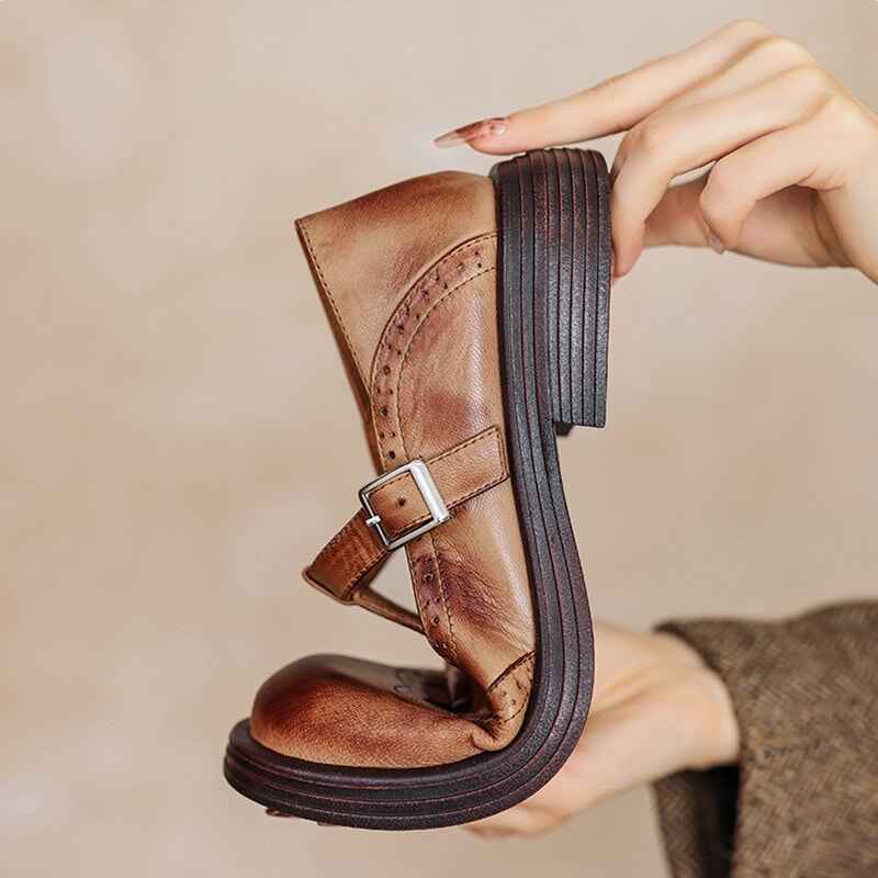 Stylische Leder-Mary-Jane-Schuhe für Damen