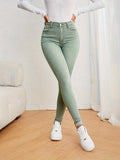 Eleganckie damskie jeansy slim fit z wysokim stanem dla pochlebnej sylwetki