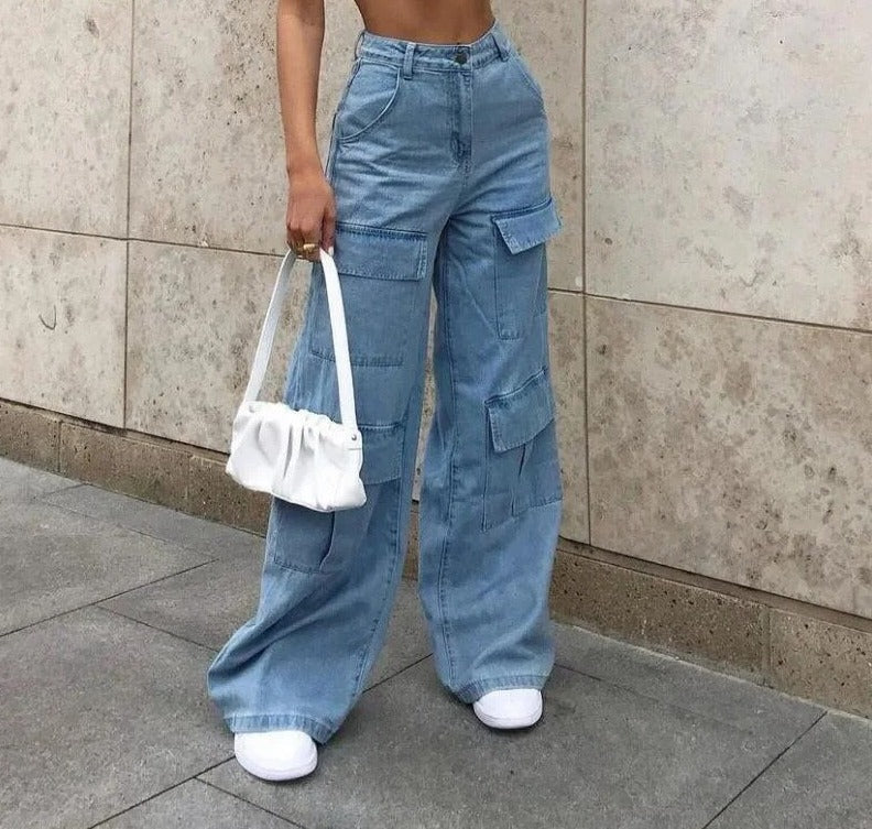 Minette | Trendige oversized Damen-Jeans-Cargo-Hose für einen modischen Look