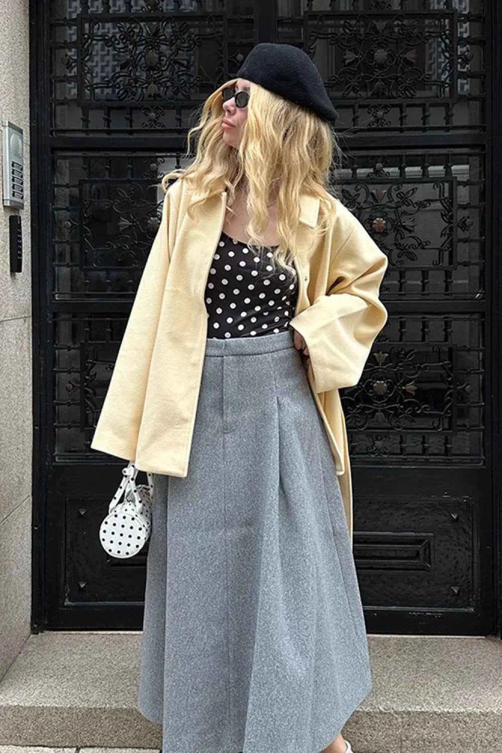 Regular-fit lange Mantel mit Knopfleiste, schlichtes und vielseitiges Design