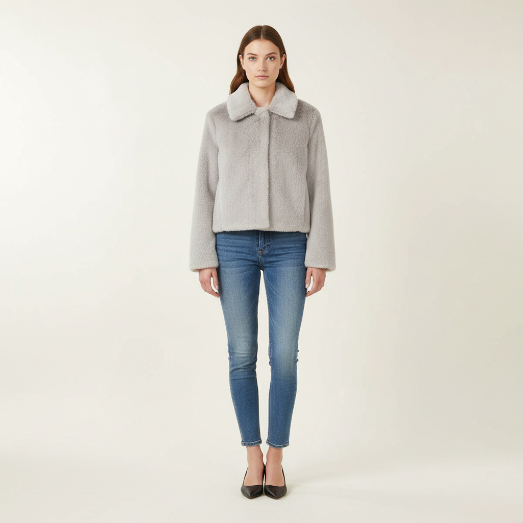 Damen Lange Jacke mit Reverskragen und Knopfdetail